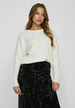 VILA VISIQUIN O-NECK LS - Maglione - white alyssum