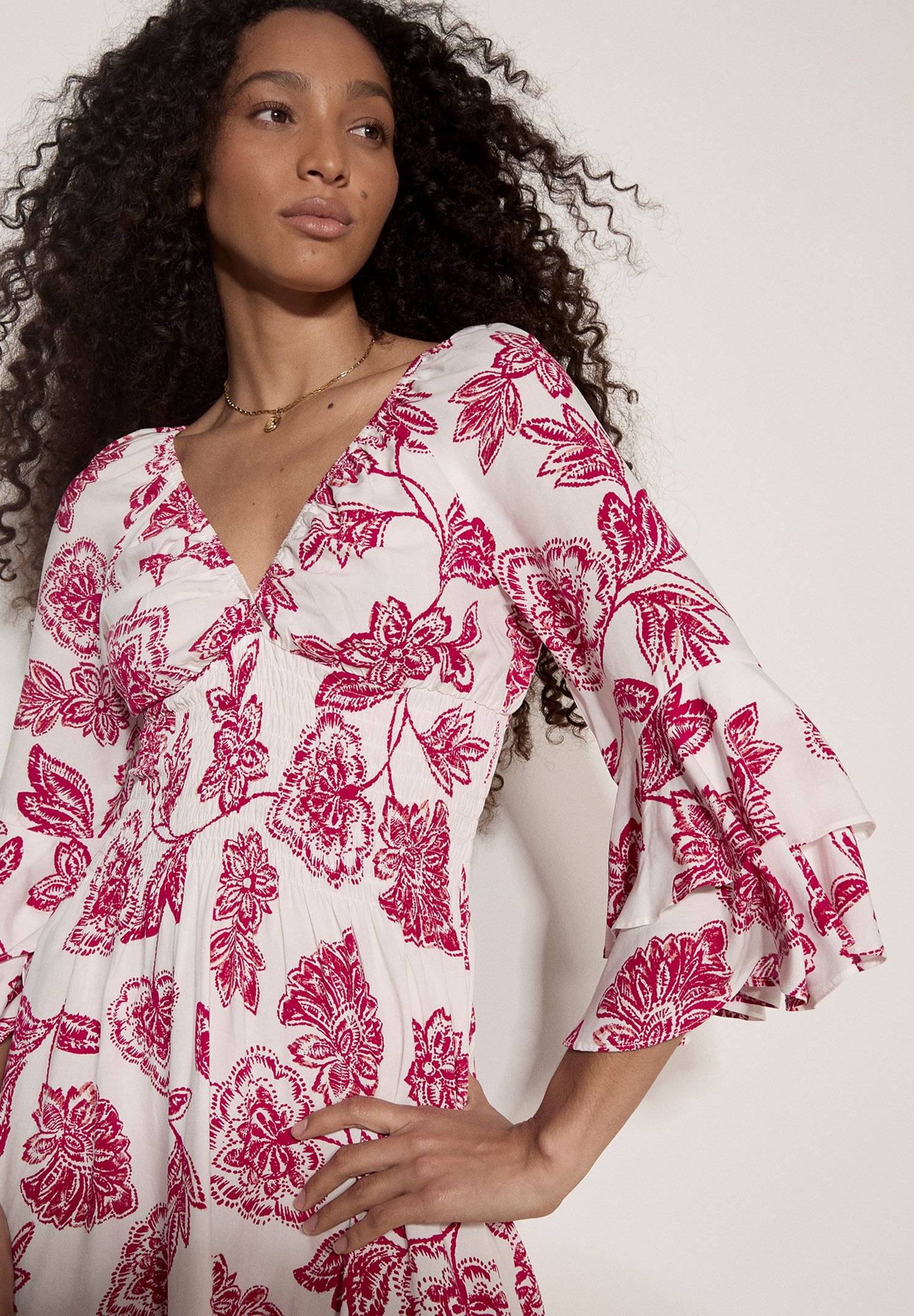 Apricot SARASA FLORAL RUFFLE MINI DRESS - Day dress - pink - Zalando
