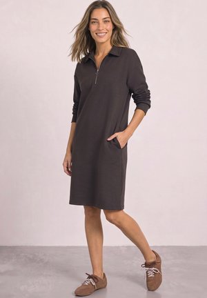 Street One, KNIELANGES SWEATKLEID MIT ZIPPERDETAIL - Robe survêtement - black coffee