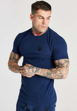 SMART HERRINGBONE TEE - Jednoduché triko - navy