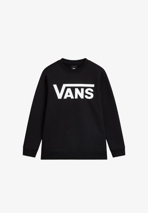 Schwarzes Sweatshirt aus Baumwollmischung mit langen Ärmeln, Rundhalsausschnitt und einem großen weißen "VANS"-Logo auf der Vorderseite.