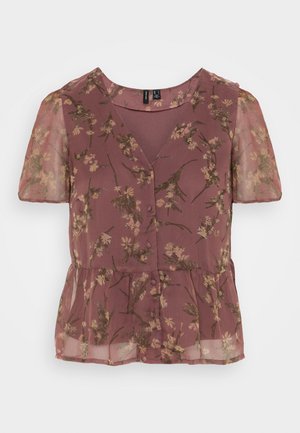 Vero Moda VMSMILLA V NECK PEPLUM - Μπλούζα - rose brown vega