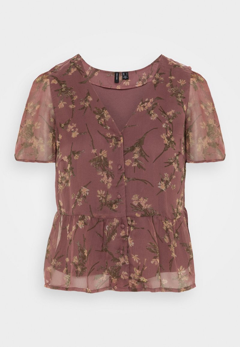 Vero Moda VMSMILLA V NECK PEPLUM - Μπλούζα - rose brown vega