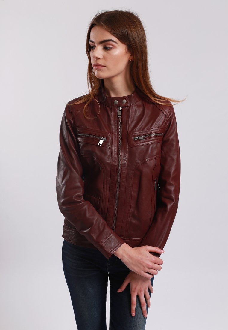 Lee Cooper - BETHANIE - Leather jacket - oxblood, Enlarge