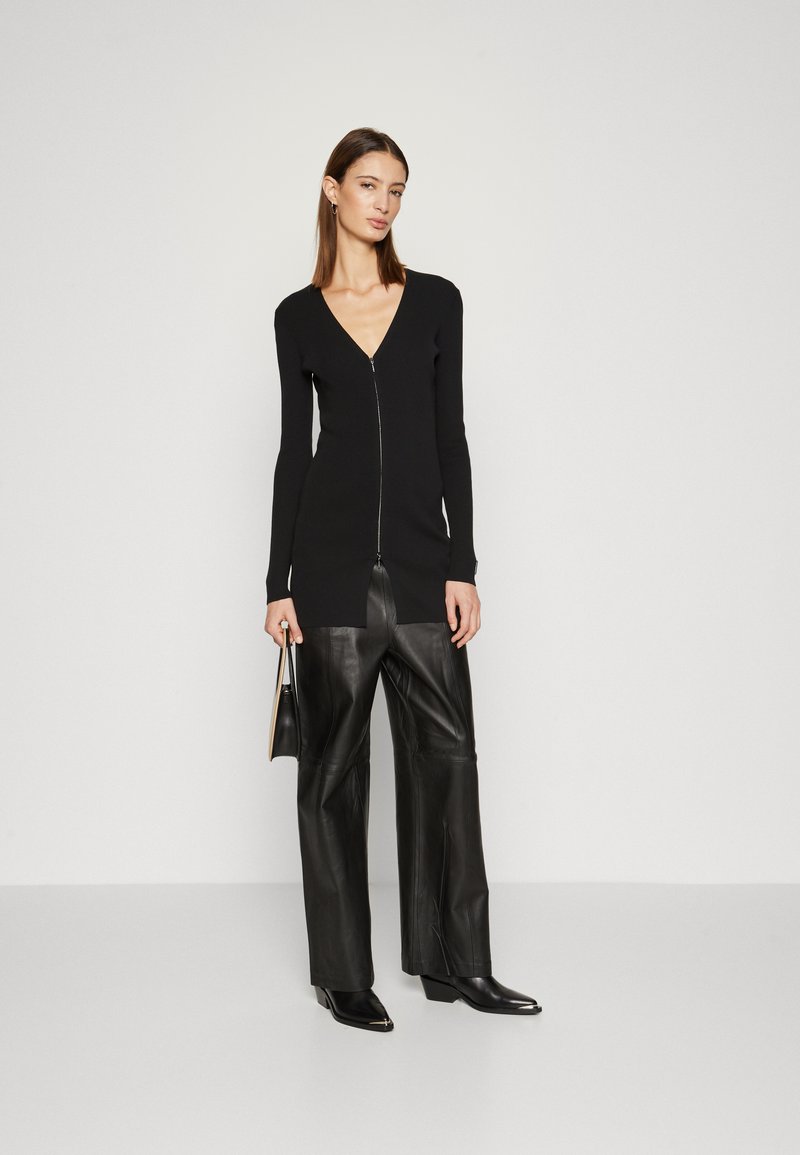 Calvin Klein ICONIC ZIP UP CARDIGAN - Kardigan - black