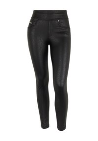 Leggings negras con un sutil estampado de leopardo, diseño de cintura alta y bolsillos laterales. Fabricadas con un material suave y elástico.
