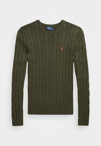 CABLE KNIT COTTON CREWNECK SWEATER - Pulóver - canopy olive