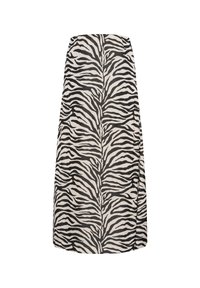 Lange Skirt mit einem Zebra-Streifenmuster in Schwarz und Creme. Aus leichtem Stoff gefertigt, mit geradem Schnitt und lockerer Passform.