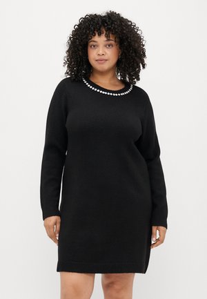CARABBY LIFE BLING SHORT O NECK DRESS - Haljina s naramenicama - black/silver-coloured