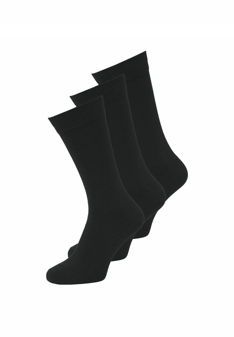 Schwarze Baumwollsocken, im Dreierpack, mit geripptem Bündchen, glatter Textur und klassischem Crew-Längen-Design mit verstärkten Zehen.