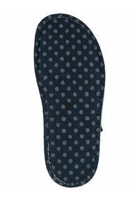 Dark blue textile insole with a polka dot pattern in lighter blue. Features rounded edges and visible stitching along the perimeter.