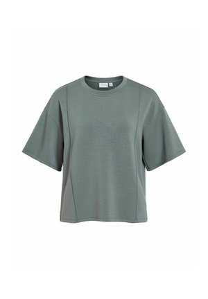 VILA, SHORT SLEEVED SWEATSHIRT VITELANA ROUND NECK - T-shirt basique - balsam green