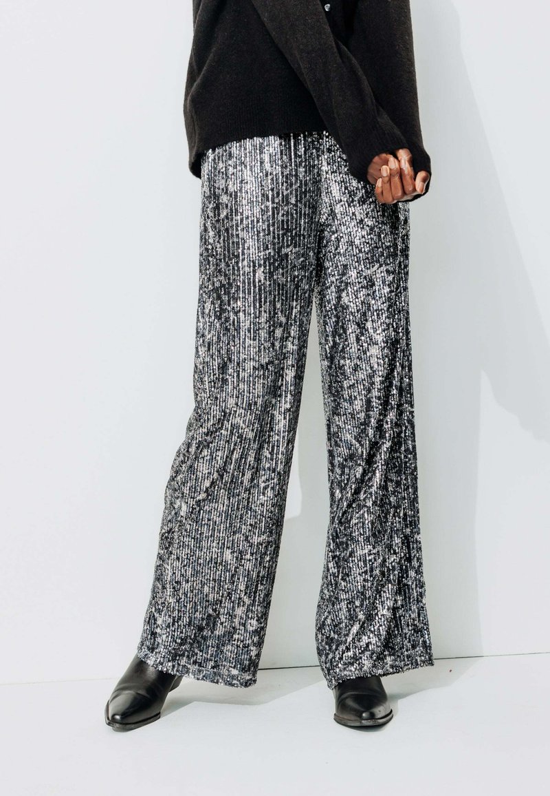 Promod LARGE À PAILLETTES - Pantalon classique - imprimé multicolore