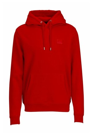 Rode hoodie van een katoenmix, met een kangoeroezak, ribgebreide manchetten, verstelbare trekkoord en een klein logo op de borst.