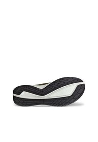 Ecco shoe, black rubber outsole with textured tread pattern, white midsole, and smooth upper in a muted color.