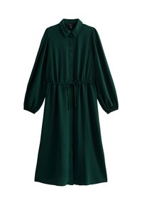 New Look Curves CURVES DRAWSTRING WAIST MIDI - Skjortklänning - dark green