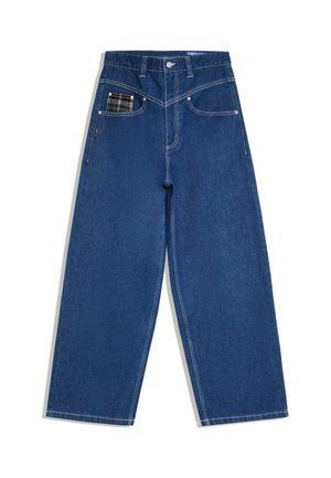 Bershka, EMBROIDERED CHECK - JEANS - Loose Jeans - royal blue