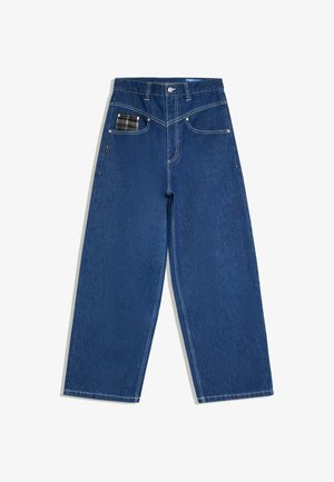 Bershka, EMBROIDERED CHECK - JEANS - Loose Jeans - royal blue