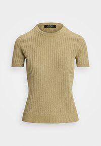 METALLIC RIB KNIT SHORT SLEEVE SWEATER - T-shirts med print - mineral gold