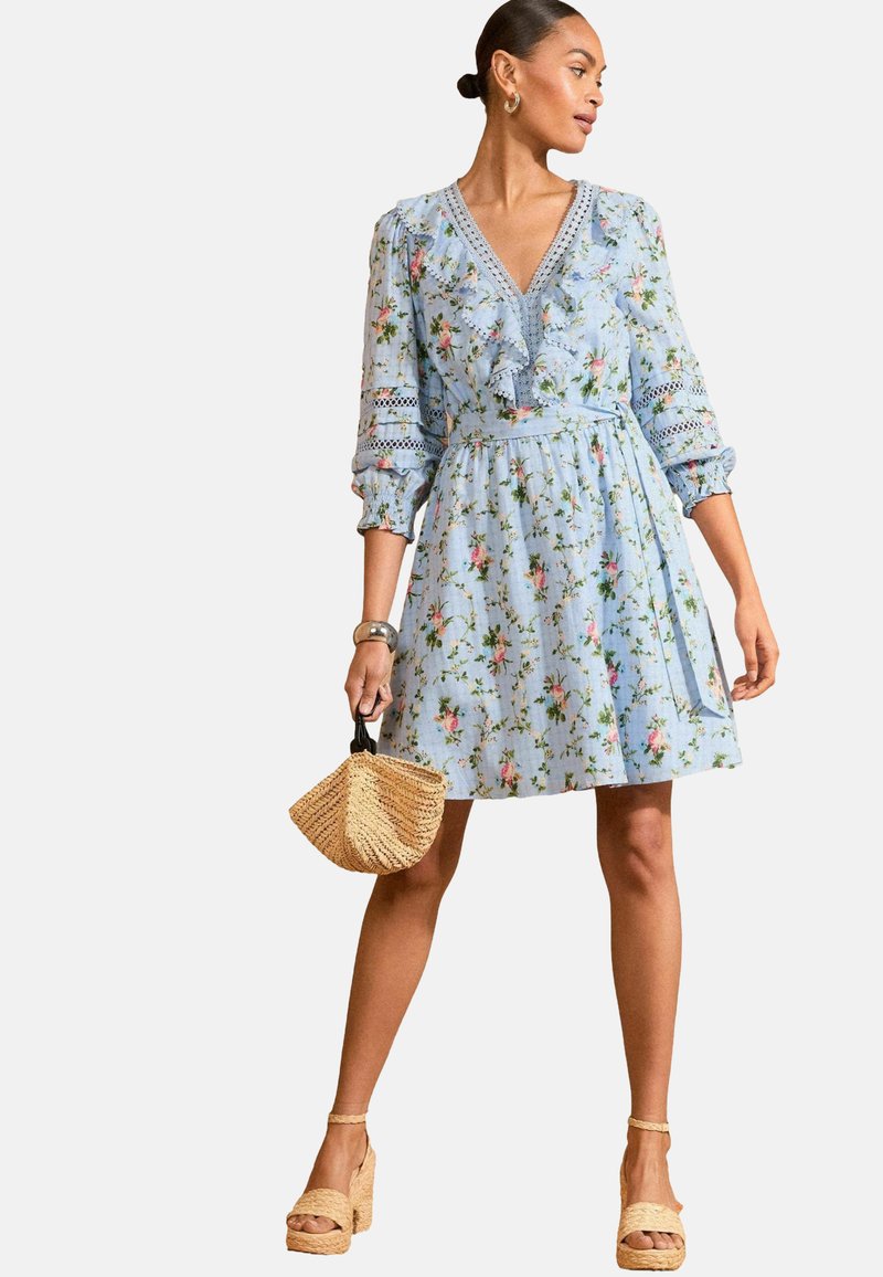 Love & Roses - REGULAR FIT - 3/4 SLEEVE  - Day dress - blue floral, Enlarge