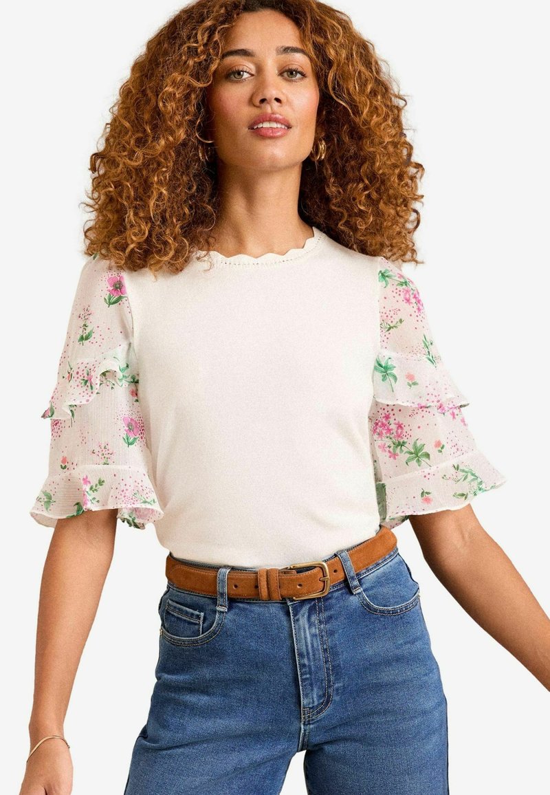 Love & Roses REGULAR FIT - FINE GAUGE FRILL SLEEVE  - Pusero - ivory