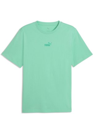 Hellgrünes Puma-T-Shirt mit kurzen Ärmeln, Rundhalsausschnitt und kleinem Puma-Logo mittig auf der Brust.