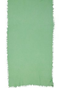 Fular din bumbac verde deschis, cu margini franjurate, textură moale și formă rectangulară. Perfect pentru ținute casual.