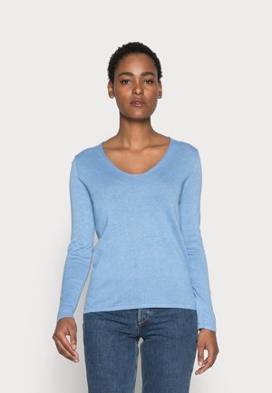 BASIC V NECK - Svetr - sea blue melange