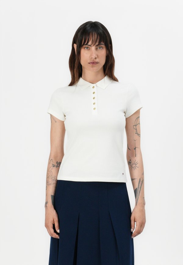 GOLD BUTTON SLIM POLO - Polo shirt - ivory silk