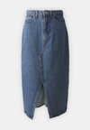 PCSKY RHINESTONE MIDI SKIRT - Τζιν φούστα - medium blue denim