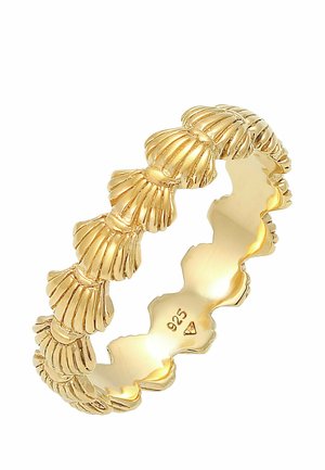 Zlatni prsten s valovitim dizajnom i udubljenim akcentima. Izrađen od 925 srebra, unutrašnjost označena s "925" radi autentičnosti.