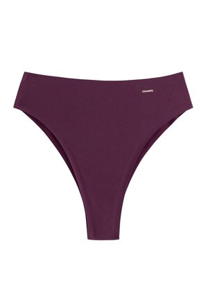 Perizoma a vita alta color viola scuro senza cuciture con un piccolo logo "Closely" sulla fascia anteriore destra.