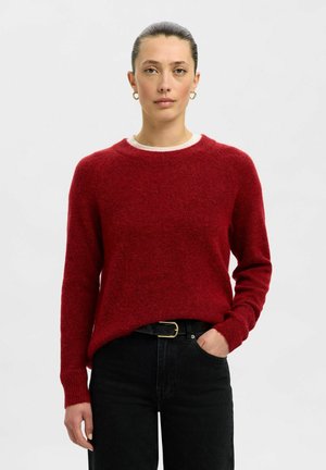 Selected Femme LULU O-NECK - Strickpullover - equestrian red