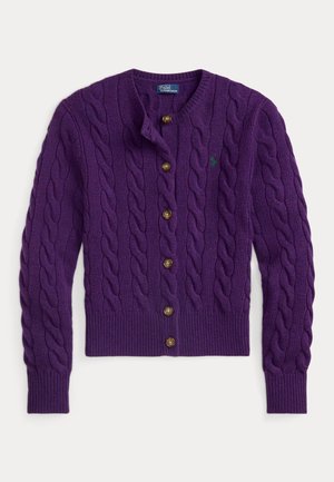 CABLE-KNIT WOOL-CASHMERE CARDIGAN - Cardigan - royal aubergine purple