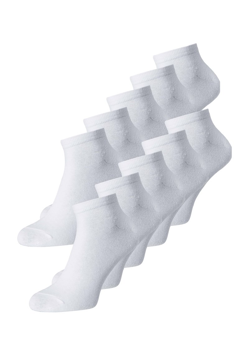 Weiße Knöchelsocken im Zehnerpack, aus einem weichen Baumwollgemisch, mit gerippten Bündchen und glatter Textur für einen hohen Tragekomfort.