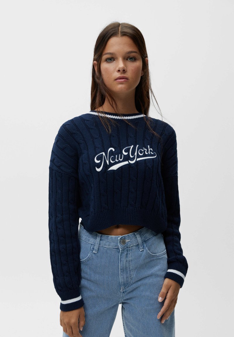 PULL&BEAR NEW YORK Pullover dark blue/bleu marine ZALANDO.BE