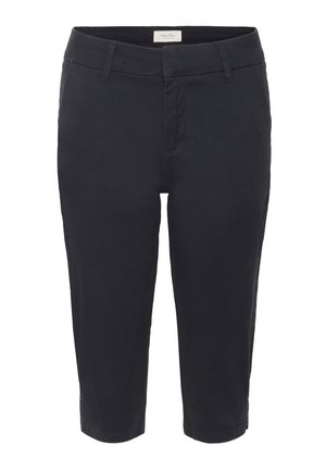 Zwarte cropped broek gemaakt van een katoenmix, met een soepele textuur, zijzakken en een klassiek ontwerp van de tailleband.