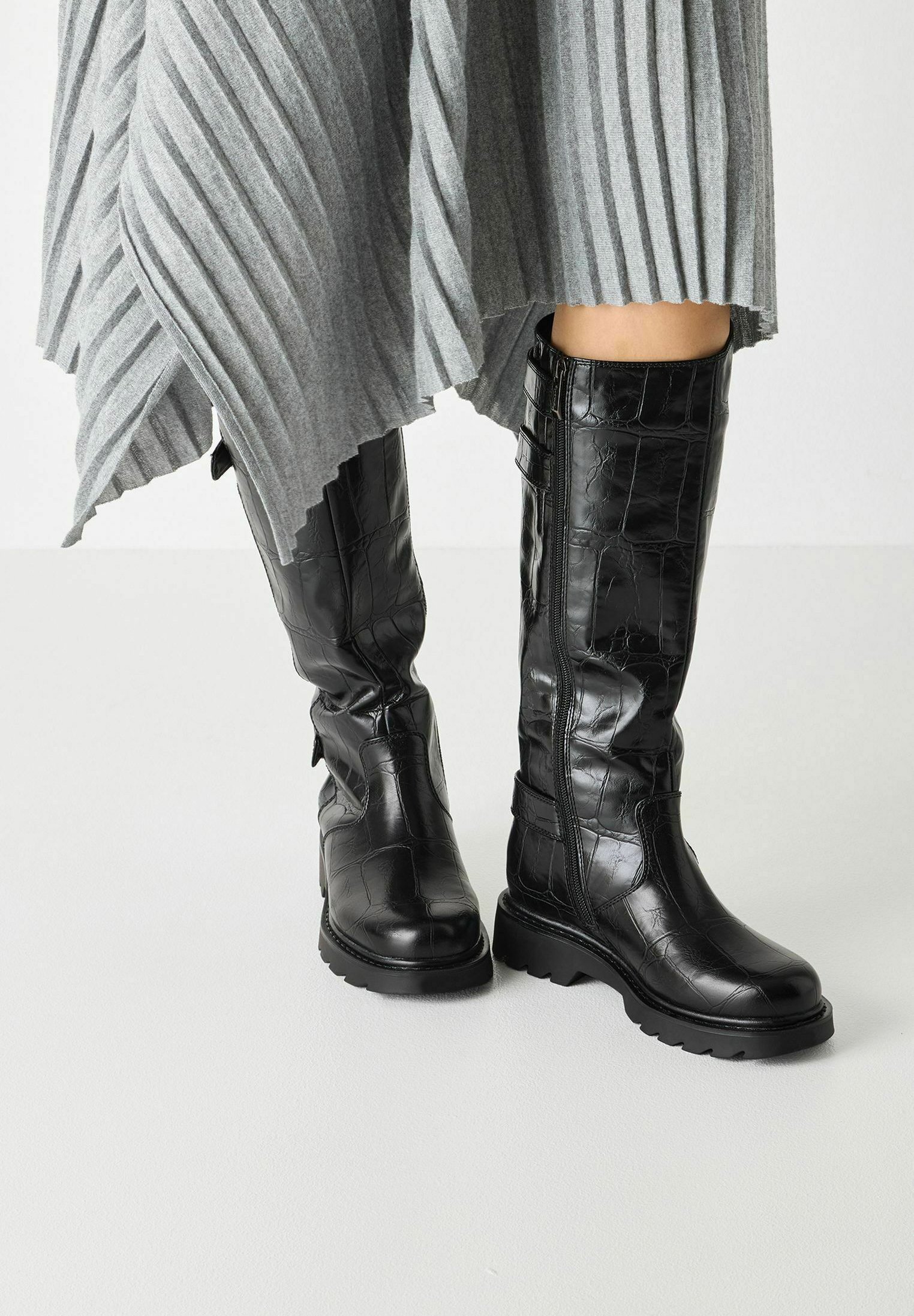 Tamaris Bottes à plateau - black croco/noir - ZALANDO.FR