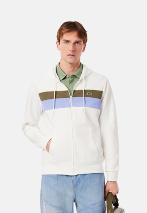 CREMALLERA COLOR BLOCK - Sudadera con cremallera - blanco   verde kaki   violeta