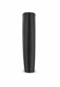 Black leather cylindrical sleeve with a textured surface, smooth top, and slightly tapered body. No visible hardware or accents.
