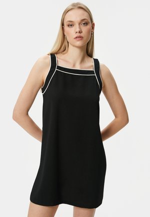 Koton STRIPE DETAIL SQUARE NECK STRAPPY MINI - Hverdagskjole - black