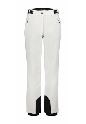 Witte skibroek met zwarte accenten bij de boorden en aan de zijkanten. Voorzien van ritssluiting zakken en een gladde, waterdichte stofafwerking.