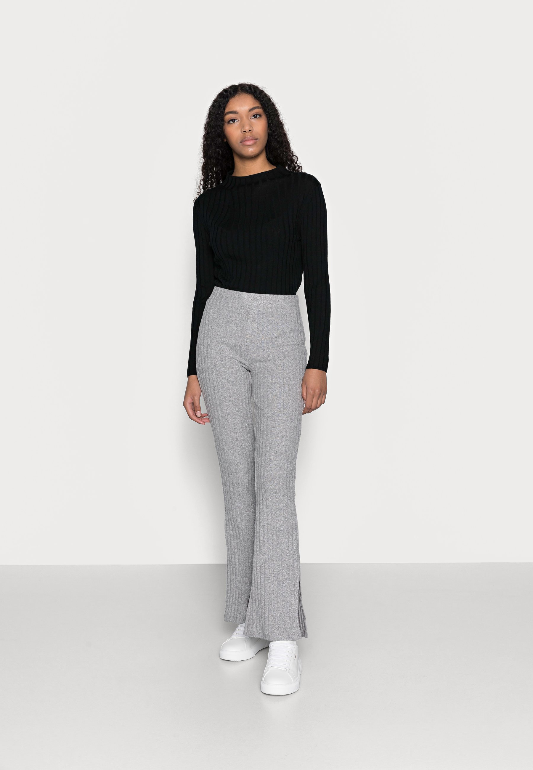 Gina Tricot Petite TARA TROUSERS - Trousers - grey melange/grey - Zalando.de