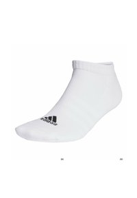 Chaussette de sport blanche avec un bord côtelé, design coupe basse et logo noir. Texture lisse avec un renfort à la toe et au talon pour plus de durabilité.
