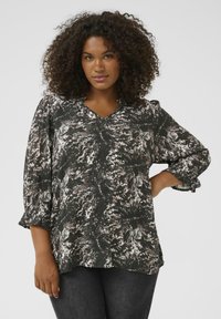 Kaffe Curve Pluus - black grey abstract graphic