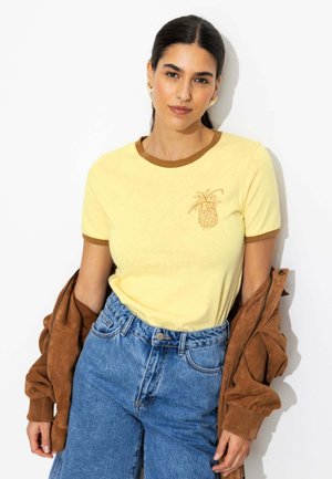 Promod, T-SHIRT MOTIF ANANAS - T-shirt imprimé - jaune