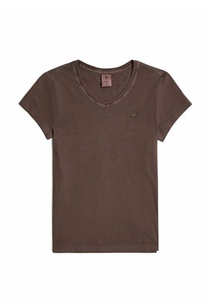 G-STAR, OVERDYED EYBEN SLIM V-NECK TOP 2.0 - T-shirt basique - chocolate plum gd