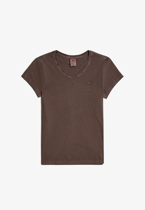 G-STAR, OVERDYED EYBEN SLIM V-NECK TOP 2.0 - T-shirt basique - chocolate plum gd
