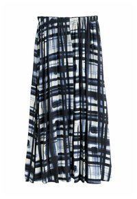 Gonna maxi realizzata in tessuto leggero, con un motivo a griglia bianco e nero e dettagli blu. Vita elastica; design plissettato.