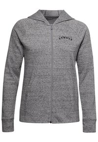 Felpa grigia con zip, dal design aderente, in tessuto leggero e testurizzato, con maniche raglan e dettagli del logo discreti sul petto.